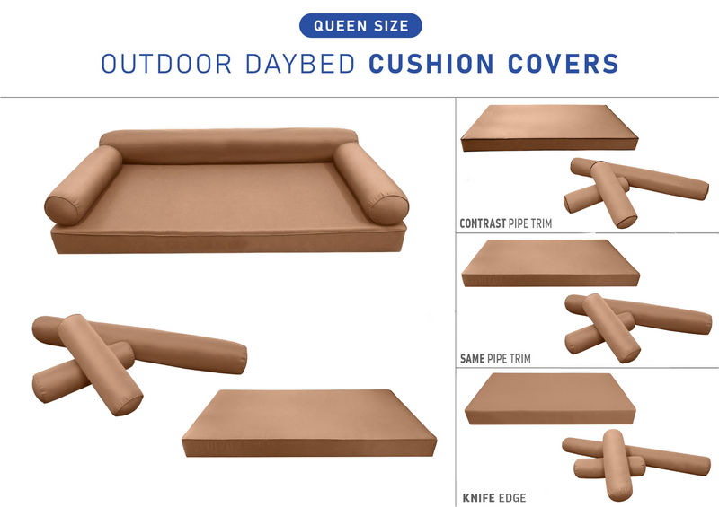 STYLE 6 QUEEN SIZE Outdoor Daybed Mattress Bolster Cushion Pillow |COVERS ONLY|