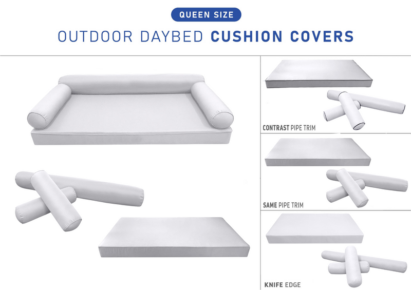 STYLE 6 QUEEN SIZE Outdoor Daybed Mattress Bolster Cushion Pillow |COVERS ONLY|