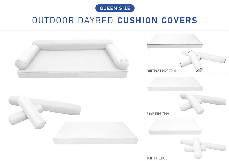 STYLE 6 QUEEN SIZE Outdoor Daybed Mattress Bolster Cushion Pillow |COVERS ONLY|