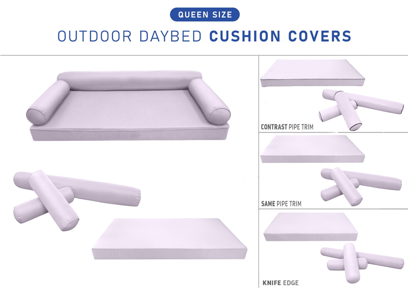 STYLE 6 QUEEN SIZE Outdoor Daybed Mattress Bolster Cushion Pillow |COVERS ONLY|