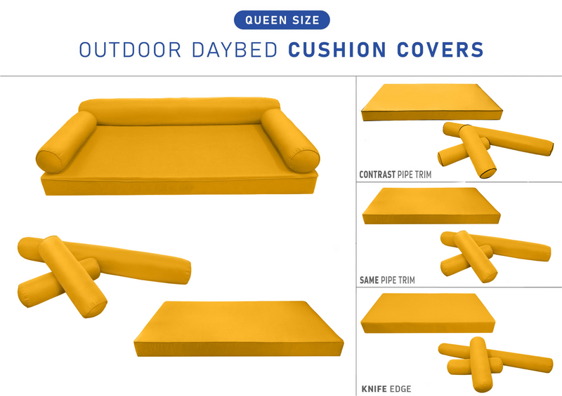 STYLE 6 QUEEN SIZE Outdoor Daybed Mattress Bolster Cushion Pillow |COVERS ONLY|