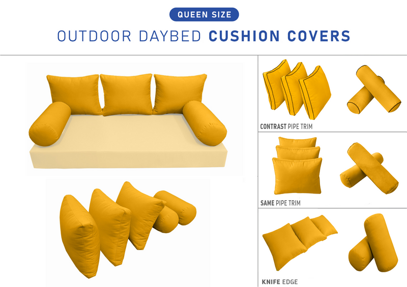 STYLE 3 QUEEN SIZE Outdoor Daybed Bolster Backrest Pillow Cushion |COVERS ONLY|