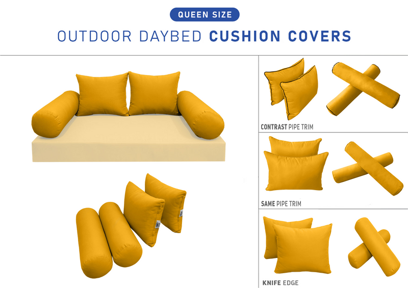 STYLE 4 QUEEN SIZE Outdoor Daybed Bolster Backrest Pillow Cushion |COVERS ONLY|