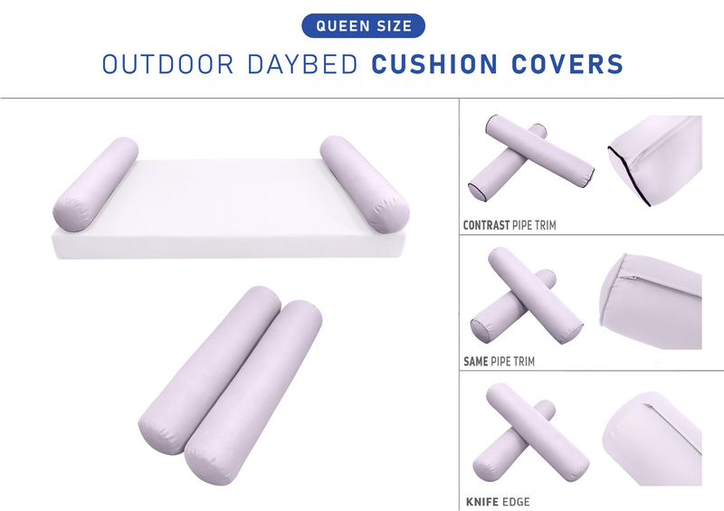 STYLE 5 QUEEN SIZE Outdoor Daybed Bolster Cushion Pillow |COVERS ONLY|