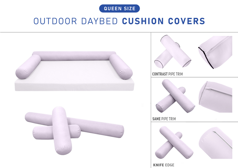 STYLE 6 QUEEN SIZE Outdoor Daybed Bolster Cushion Pillow |COVERS ONLY|