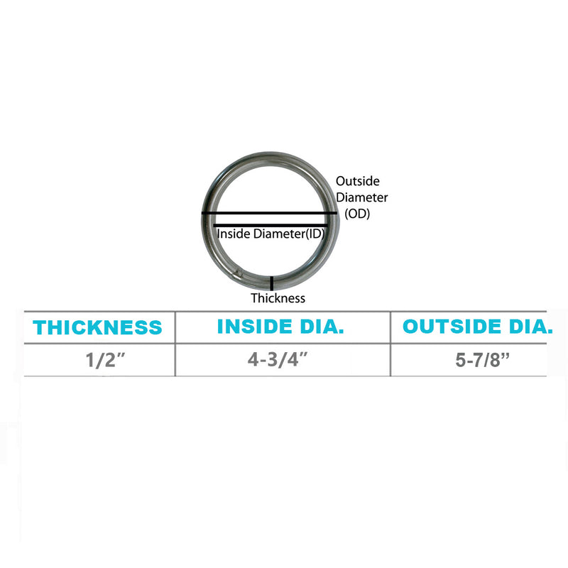 Marine Boat Stainless Steel 1/2" Round Ring Link Connect 5,600LB WLL Yacht