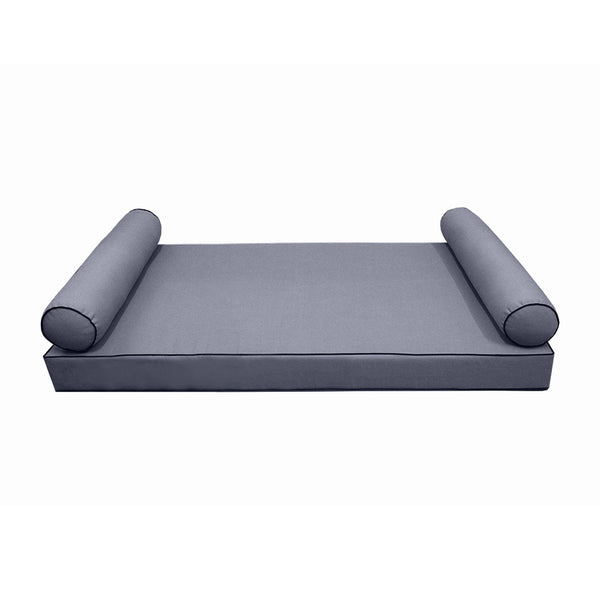 Style5 Twin-XL Size 3PC Contrast Pipe Trim Outdoor Daybed Mattress Bolster Pillow Fitted Sheet Slip Cover ONLY AD001