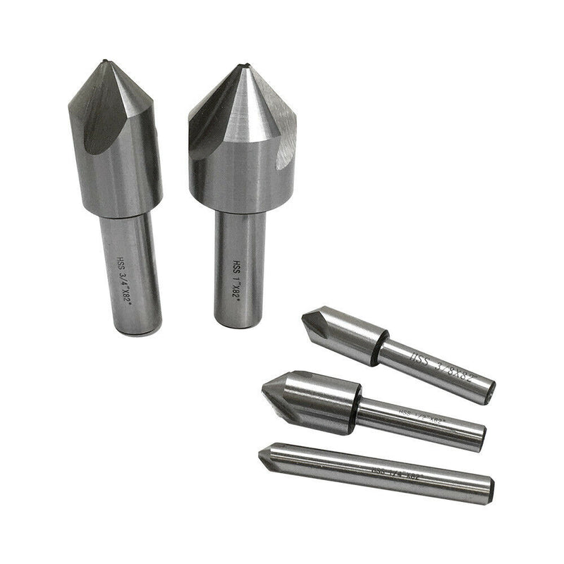 5 Pc HSS 3 Flute Countersink Set High Speed Steel Countersinks 1-4'' - 1''