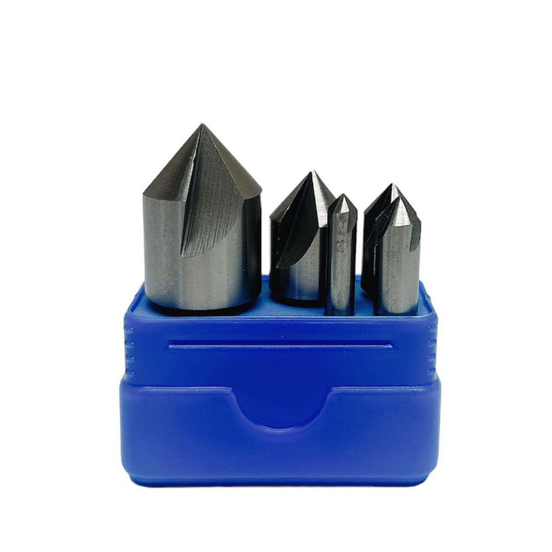 5 Pc HSS 3 Flute Countersink Set High Speed Steel Countersinks 1-4'' - 1''