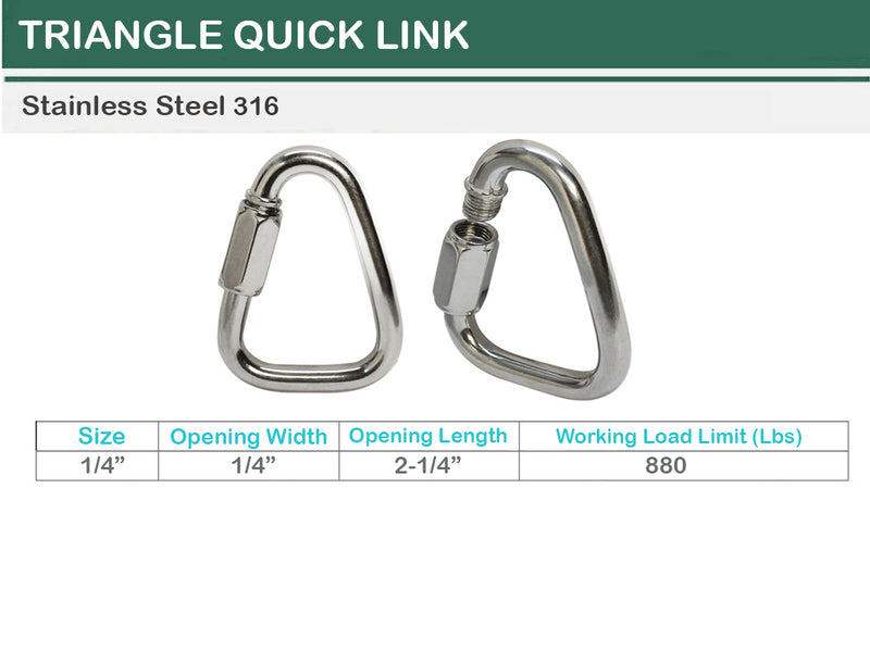 Marine Boat T316 Stainless Steel Delta Quick Link Triangle Link