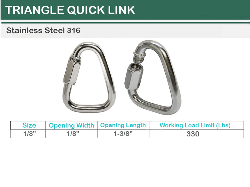 Marine Boat T316 Stainless Steel Delta Quick Link Triangle Link