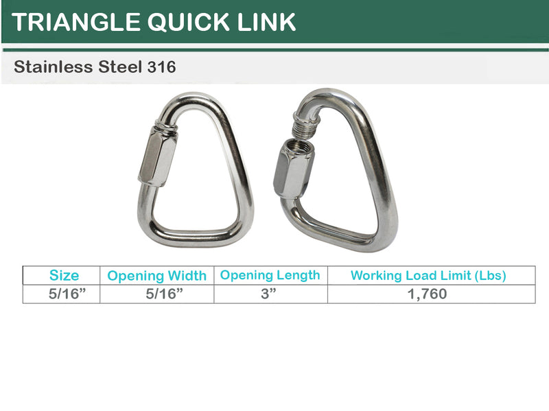 Marine Boat T316 Stainless Steel Delta Quick Link Triangle Link