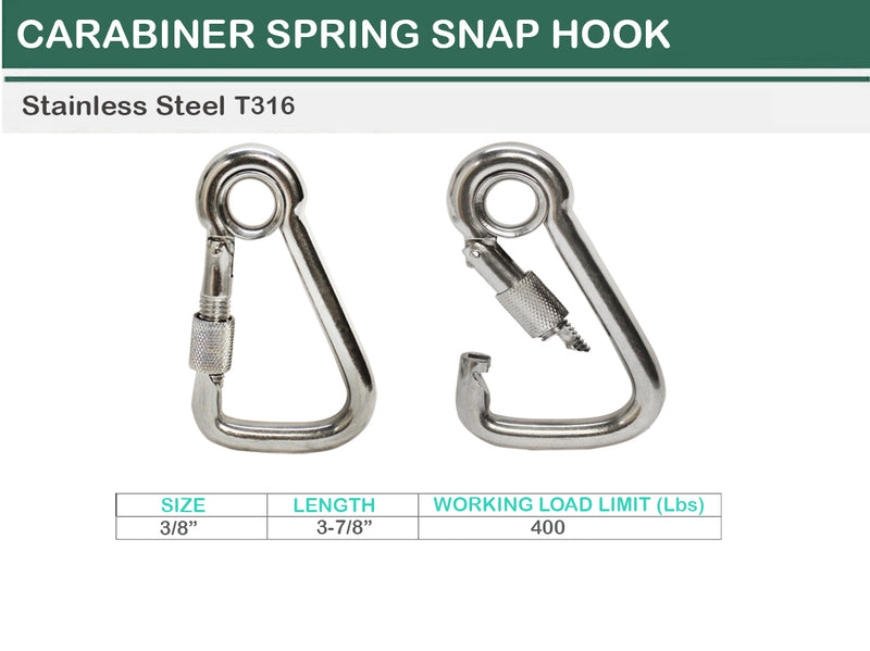 T316 Stainless Steel Angle Spring Snap Hook With Eyelet & Screw | Pack 5 |