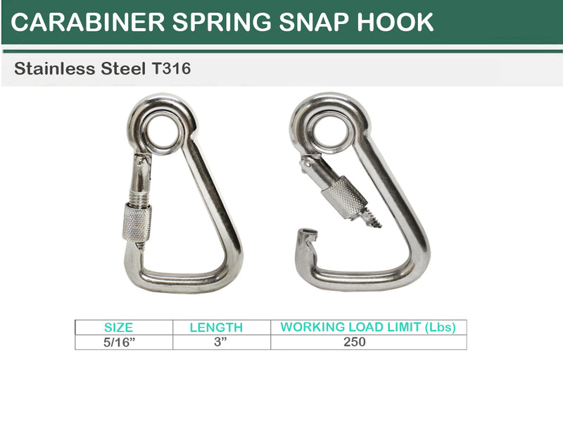 T316 Stainless Steel Angle Spring Snap Hook With Eyelet & Screw | Pack 5 |