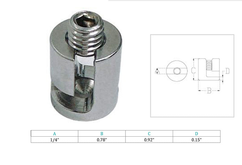 Stainless Steel T316 Adjustable Cross Cable Clip Clamp For Wire Cable Rope