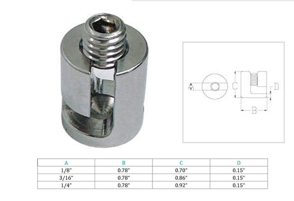 Stainless Steel T316 Adjustable Cross Cable Clip Clamp For Wire Cable Rope