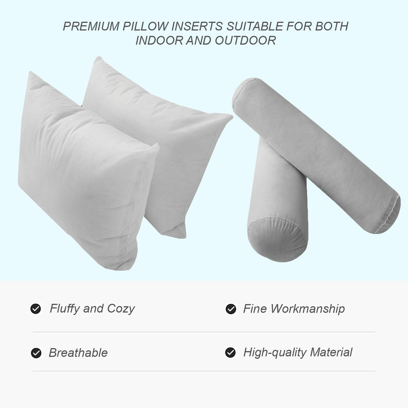 STYLE 2 Pillow & Bolster Cushion Polyester Fiberfill Inserts for Outdoor Indoor Daybed Porch Swing Bed | INSERT ONLY |