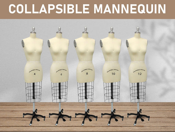 Collapsible Shoulder Half Body Female Dress Form Mannequin Size 4,6,8,10,12