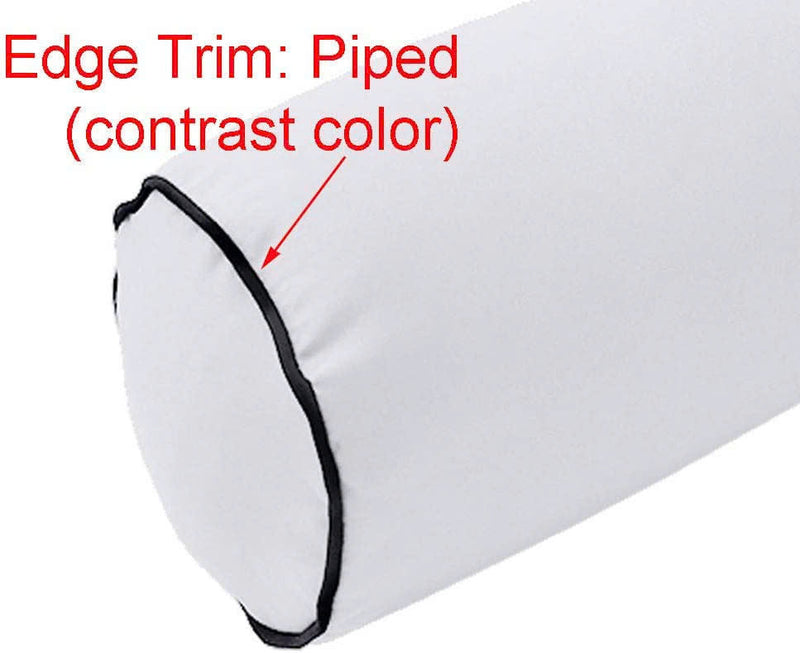 Contrast Pipe Trim Small 23x6 Outdoor Bolster Pillow Cushion Insert Slip Cover AD002