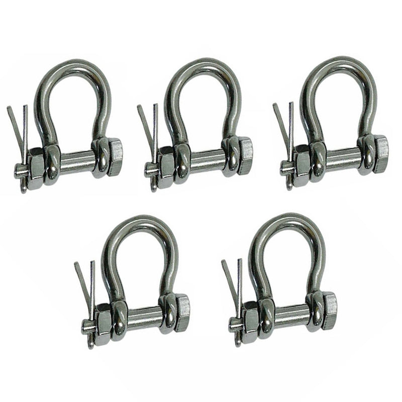 5 Pc  3/16" Bolt Screw Pin Anchor Shackle Marine Stainless Steel D Ring Bow Rig