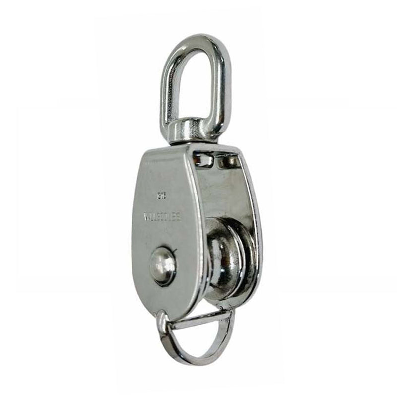 5 PC 1'' Marine Stainless Steel 316 SINGLE Pulley w- Swivel Eye Hoist Lift 300Lb