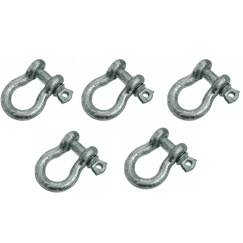 5 PC 5/16" Screw Pin Anchor Shackle Galvanized Steel Drop Forged 1500 Lbs D Ring Bow Rigging