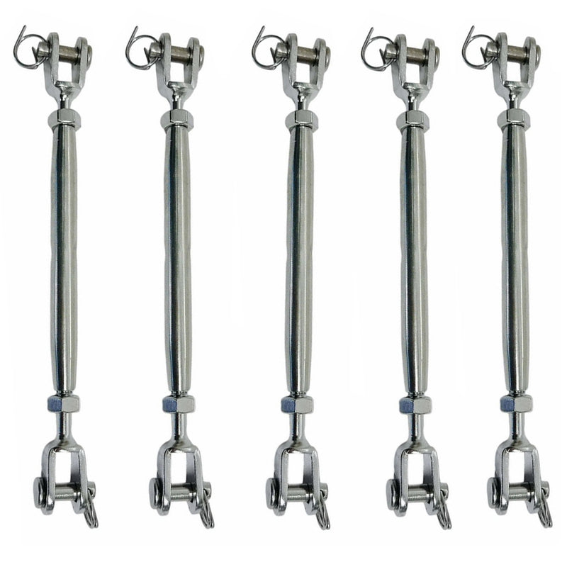 5 PC 1/4" Marine Stainless Steel Closed Body Turnbuckle JAW JAW Rig 300 Lbs