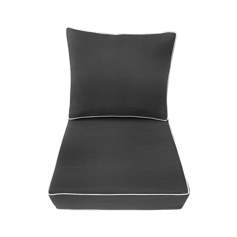 |COVER ONLY| Contrast Trim Outdoor Deep Seat Cushion 26x30x6, Water Repellent, Patio Furniture Patio Cushion Slipcovers Replacement Seat Cushion Covers AD003