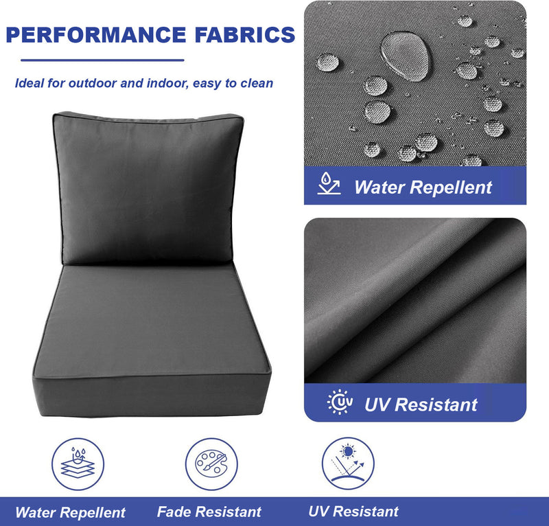 Piped Trim Medium 24x26x6 Deep Seat + Back Slip Cover Only Outdoor Polyester AD108