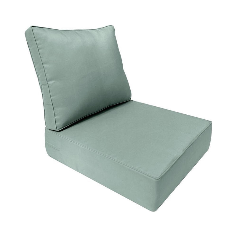 |COVER ONLY| Piped Trim Outdoor Deep Seat Cushion 24x26x6, Water Repellent, Patio Furniture Patio Cushion Slipcovers Replacement Seat Cushion Covers AD002