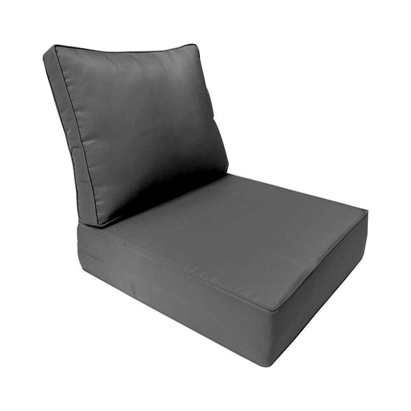 Piped Trim Medium Size 24"x26"x6" Outdoor Deep Seat Cushion, Water Repellent, Patio Deep Seat Backrest Cushion Insert & Cover Set AD003