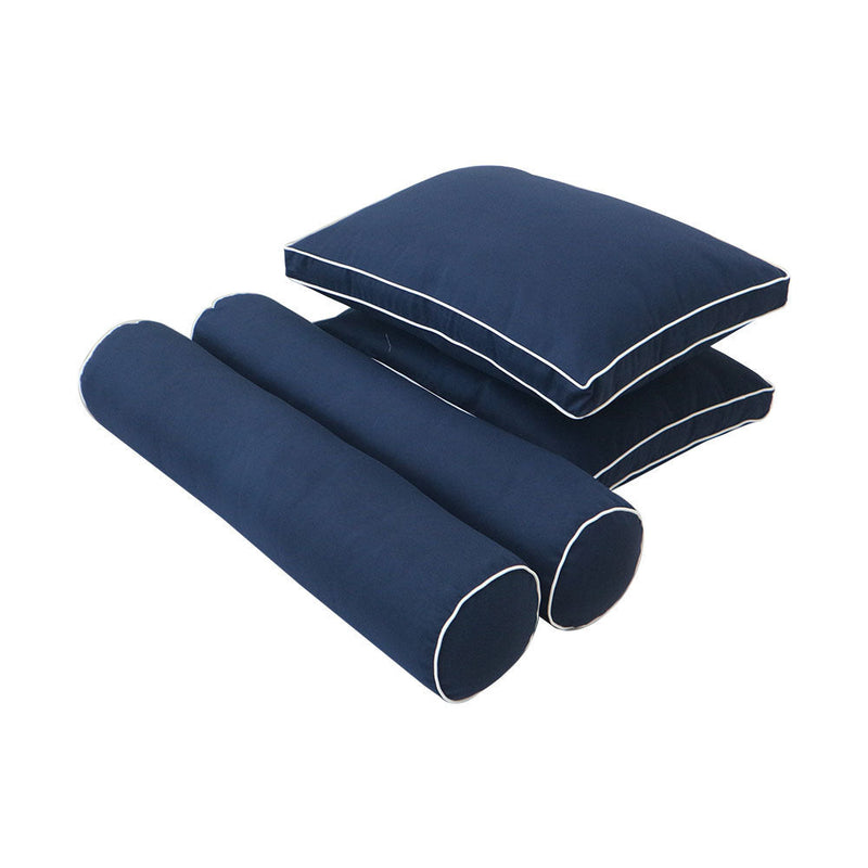 Style1 Twin Size 5PC Contrast Pipe Outdoor Daybed Mattress Cushion Bolster Pillow Complete Set AD101