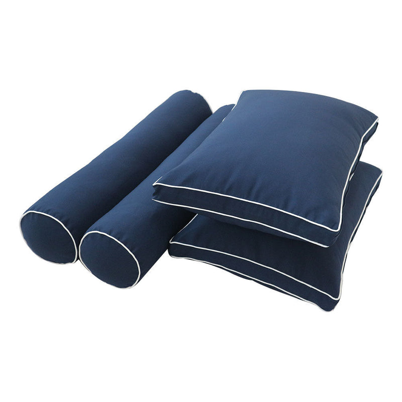 Style1 Twin Size 5PC Contrast Pipe Outdoor Daybed Mattress Cushion Bolster Pillow Complete Set AD101