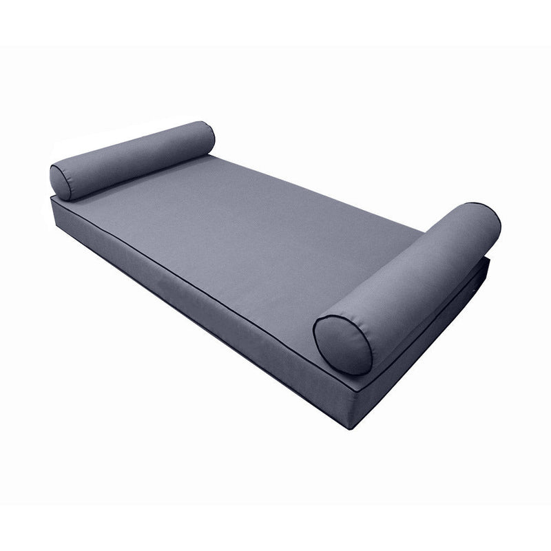 Style5 Twin-XL Size 3PC Contrast Pipe Trim Outdoor Daybed Mattress Bolster Pillow Fitted Sheet Slip Cover ONLY AD001