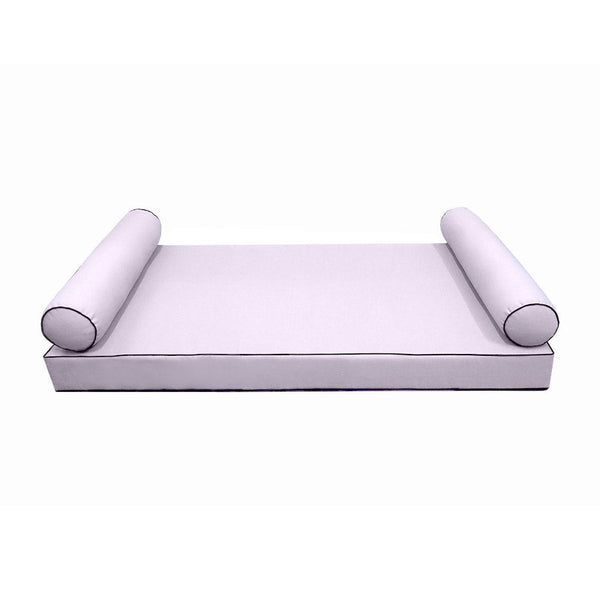 Style5 Twin-XL Size 3PC Contrast Pipe Trim Outdoor Daybed Mattress Bolster Pillow Fitted Sheet Slip Cover ONLY AD107