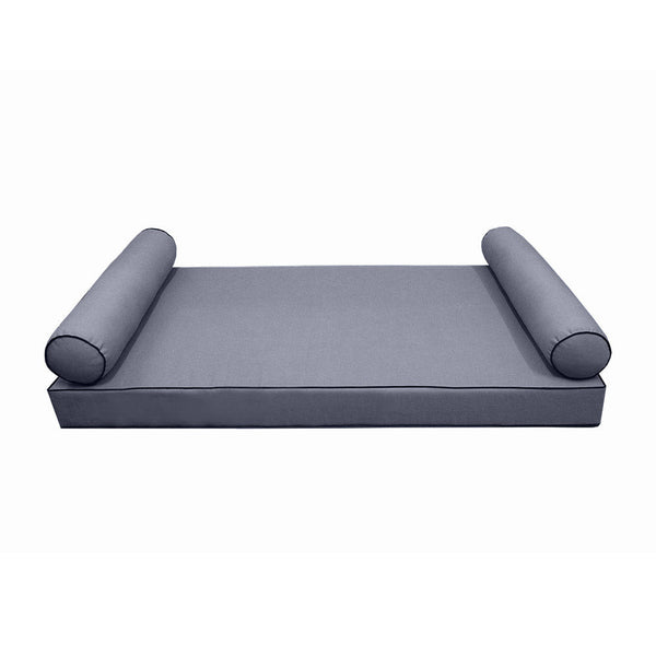 Style5 Twin-XL Size 3PC Contrast Pipe Trim Outdoor Daybed Mattress Cushion Bolster Pillow SlipCover COMPLETE SET AD001