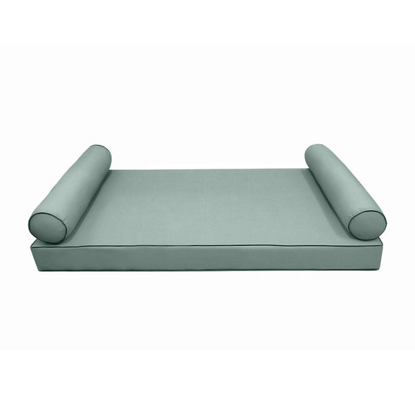 Style5 Twin-XL Size 3PC Contrast Pipe Trim Outdoor Daybed Mattress Cushion Bolster Pillow SlipCover COMPLETE SET AD002