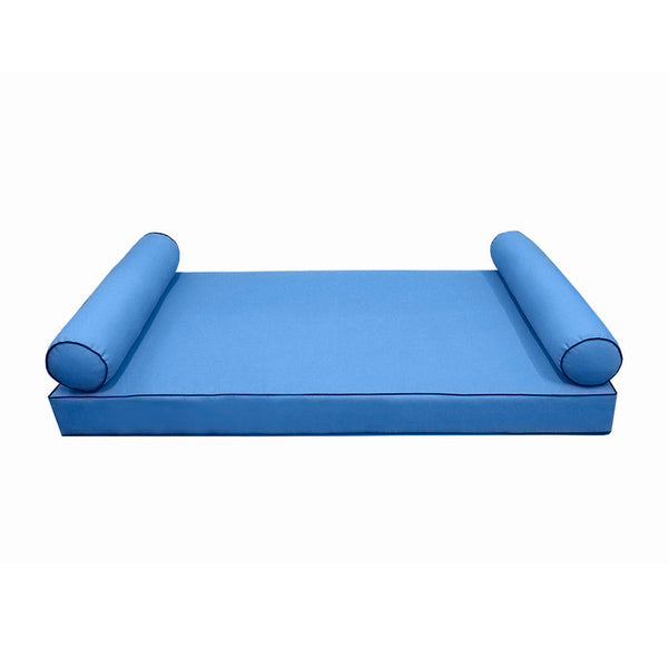 Style5 Twin-XL Size 3PC Contrast Pipe Trim Outdoor Daybed Mattress Cushion Bolster Pillow SlipCover COMPLETE SET AD102