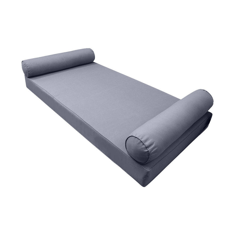 Style5 Twin-XL Size 3PC Pipe Trim Outdoor Daybed Mattress Cushion Bolster Pillow SlipCover COMPLETE SET AD001