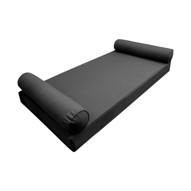 Style5 Twin-XL Size 3PC Pipe Trim Outdoor Daybed Mattress Cushion Bolster Pillow SlipCover COMPLETE SET AD003