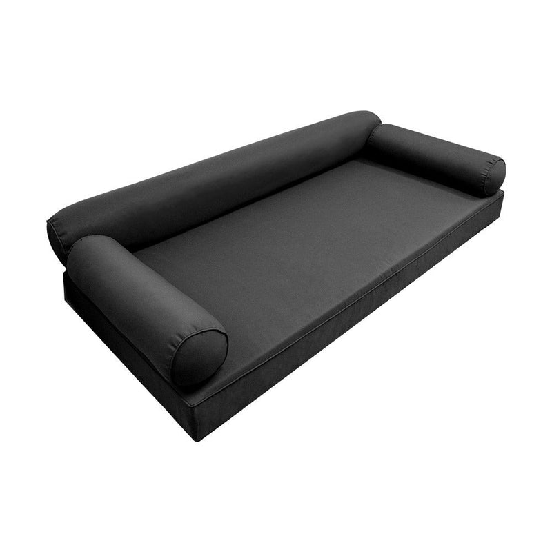 Style6 Twin-XL Size 4PC Pipe Trim Outdoor Daybed Mattress Cushion Bolster Pillow Slip Cover COMPLETE SET AD003