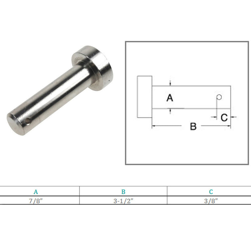 Marine Boat Stainless Steel T316 7/8" Clevis Pin Round Pin Hitch Yacht Sailing