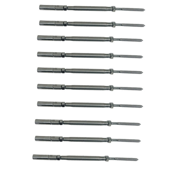 10Pc Marine Stainless Steel Swageless & Lag Turnbuckle For 3/16" Cable Wire Rope