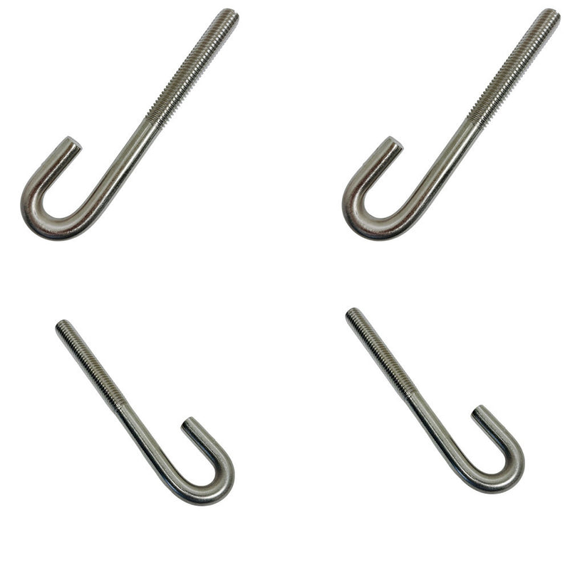 4 Pc Marine Boat Stainless Steel  T316 3/8" x 5" J Bolt Spring Hook J-Bolt J Hook