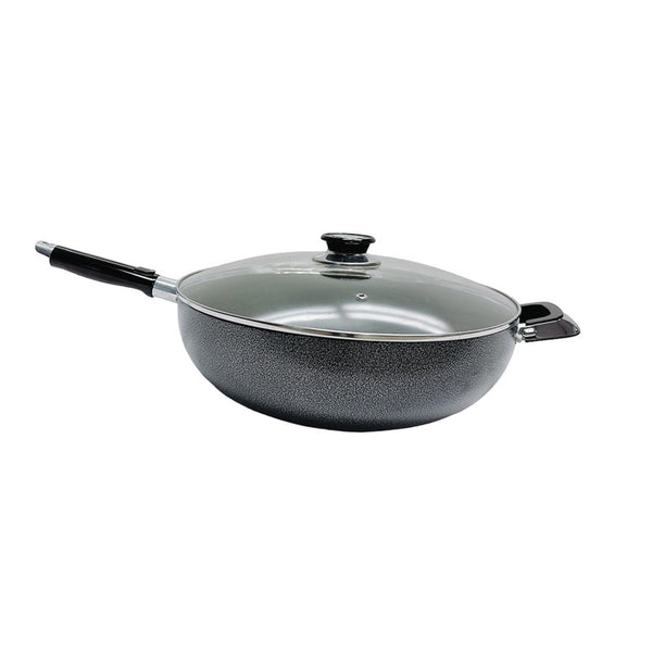 13.5" (34CM) Non-Stick Coating Wok Pan With Lid Cooking Pot Cookware Frying Wok