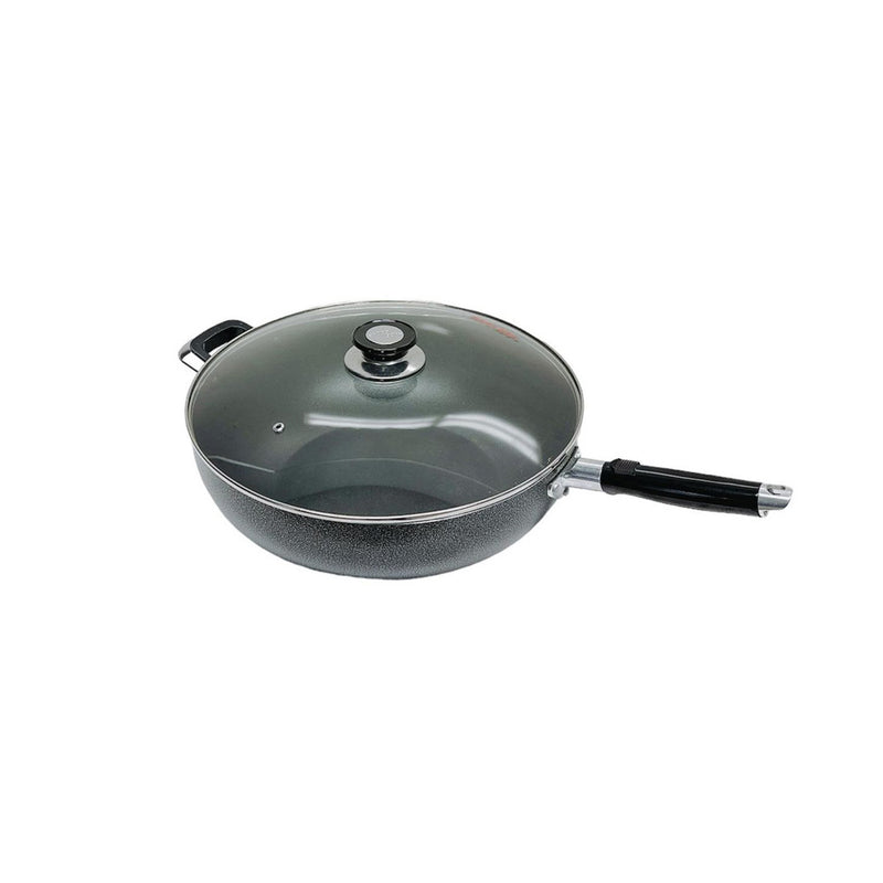 13.5" (34CM) Non-Stick Coating Wok Pan With Lid Cooking Pot Cookware Frying Wok