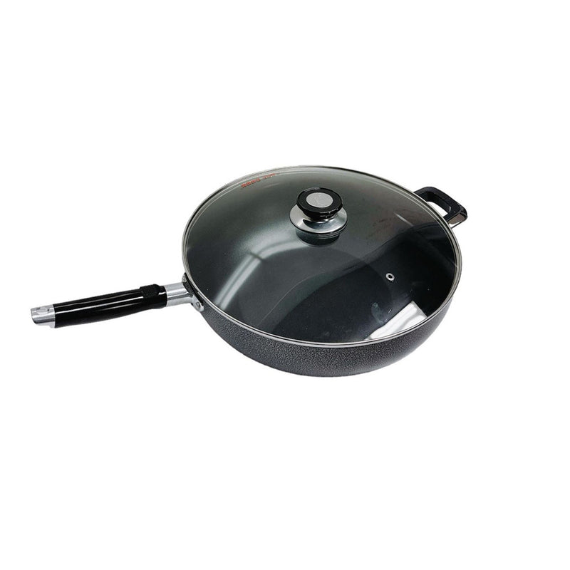 13.5" (34CM) Non-Stick Coating Wok Pan With Lid Cooking Pot Cookware Frying Wok