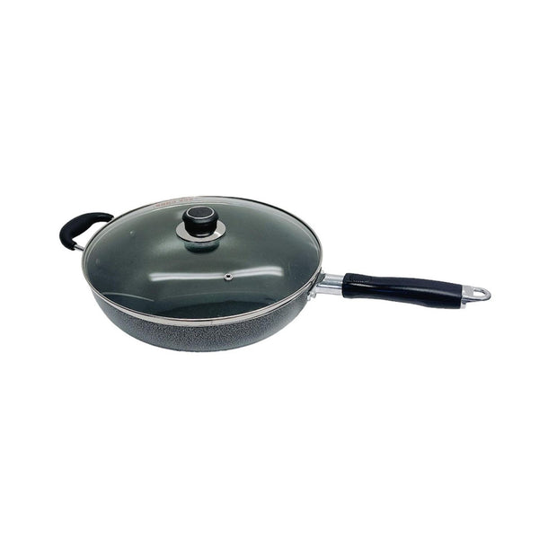 12" (30CM) Non-Stick Coating Wok Pan With Lid Cooking Pot Cookware Frying Wok