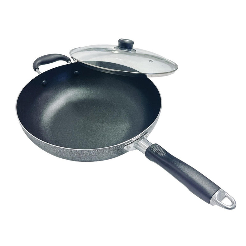 12" (30CM) Non-Stick Coating Wok Pan With Lid Cooking Pot Cookware Frying Wok