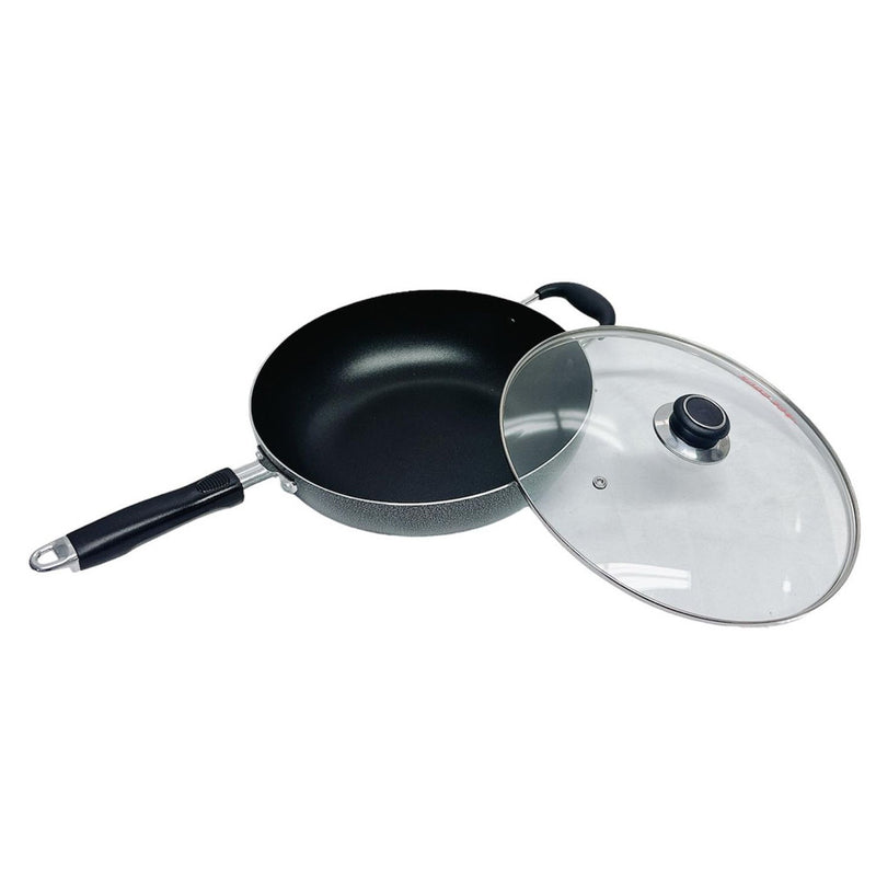 12" (30CM) Non-Stick Coating Wok Pan With Lid Cooking Pot Cookware Frying Wok